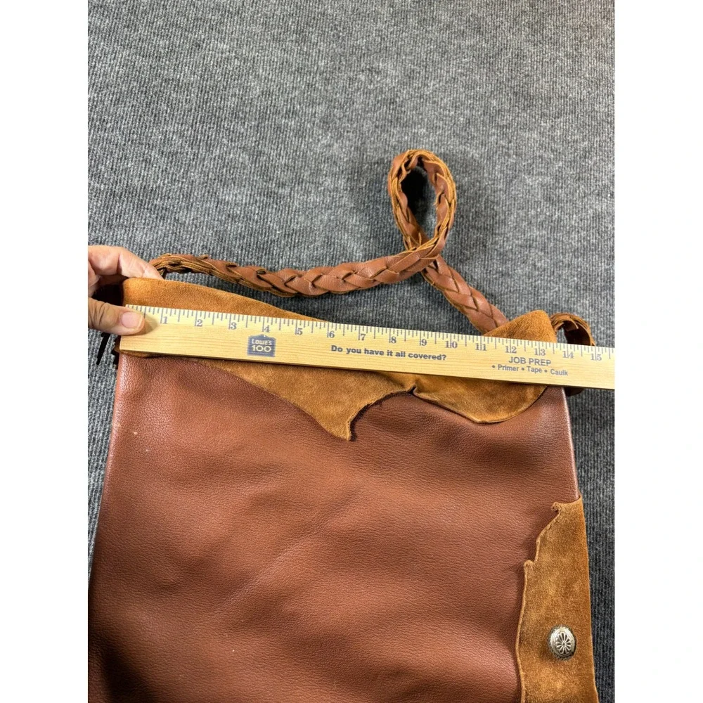 Handmade Leather Suede Hobo Bag Braided Strap Concho Brown Southwestern‎ Boho
